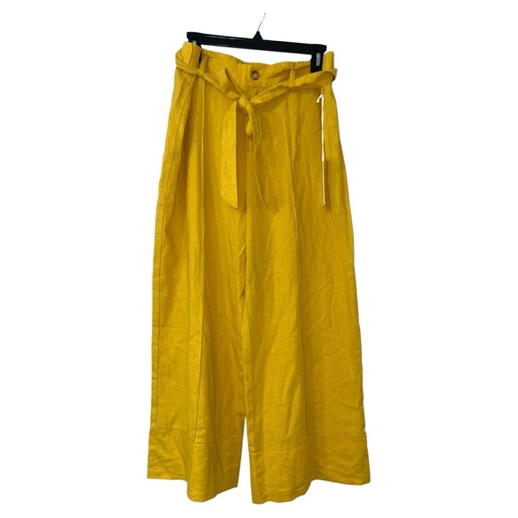 Joie Pants - Joie NWT Mustard Yellow Linen Blend Cropped Trousers Size Large